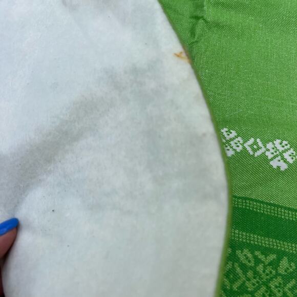 Vintage 60s 70s MCM Green Avocado Olive Vinyl Felt Back Oblong Table Cloth 59x52 - Picture 5 of 5